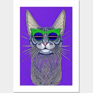 Cosmos Cat Wearing Sunglasses- Fission! Posters and Art